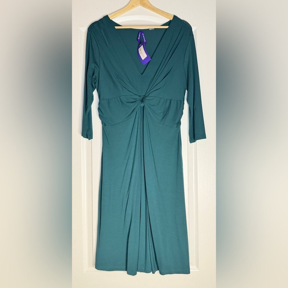 Seraphine Teal Long Sleeve Dress with Knot Detail